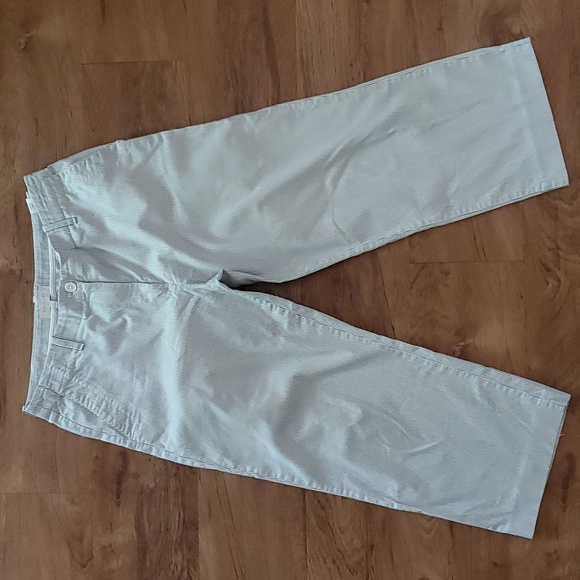 Talbots Grey and White Striped Wide Leg Ankle Length Pants Size 8 - Picture 2 of 8